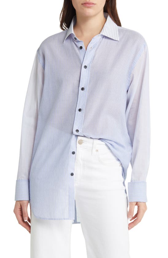 Rag & Bone Diana Mixed Stripe Shirt In Ltblue Str