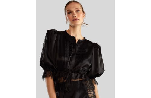 Cynthia Rowley Lure Lace Blouse In Black