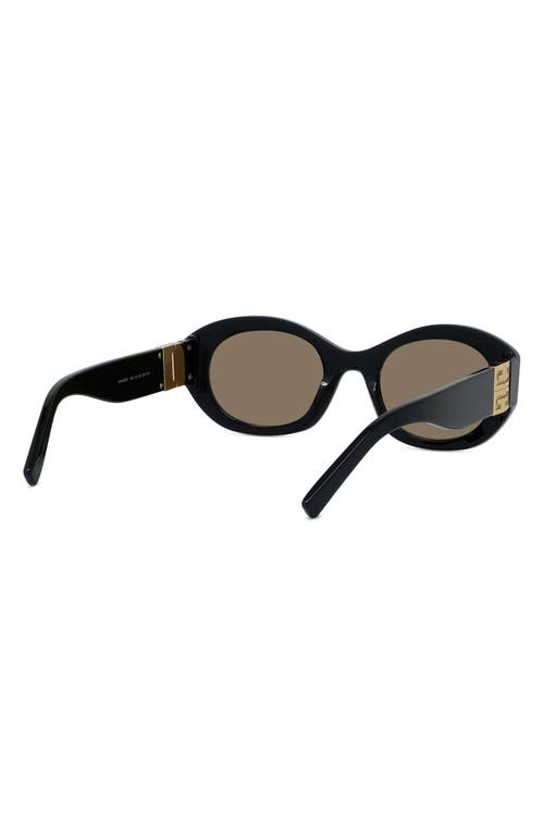 Shop Givenchy 4g Oval Sunglasses In Shiny Black/brown