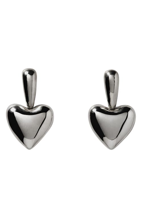 Annika Inez Voluptuous Heart Drop Earrings in Silver 