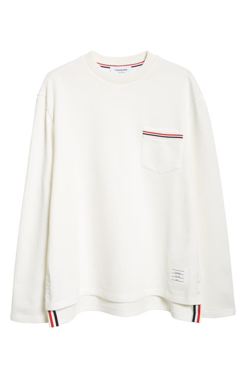 Shop Thom Browne Oversize Cotton Sweatshirt In Natural White