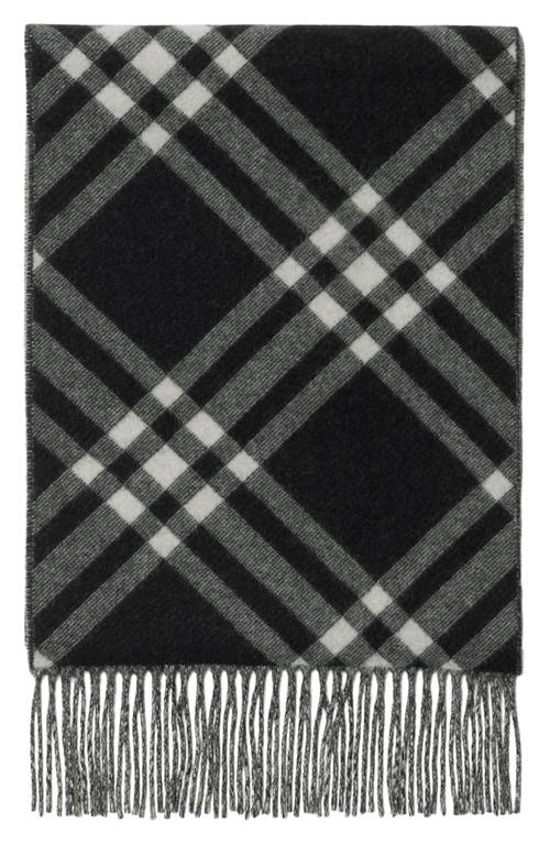 Shop Burberry Check Double Face Cashmere Fringe Scarf In Black