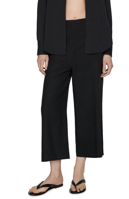 Shop Mango Linovis Linen Blend Wide Leg Pants In Black