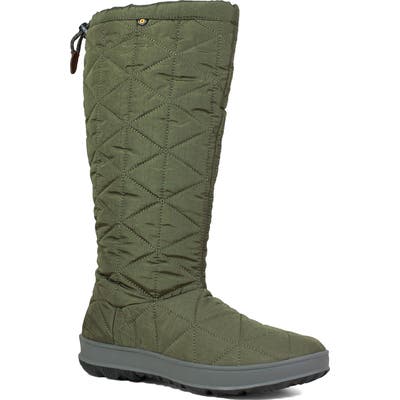 Bogs Snowday Tall Waterproof Quilted Snow Boot, Green