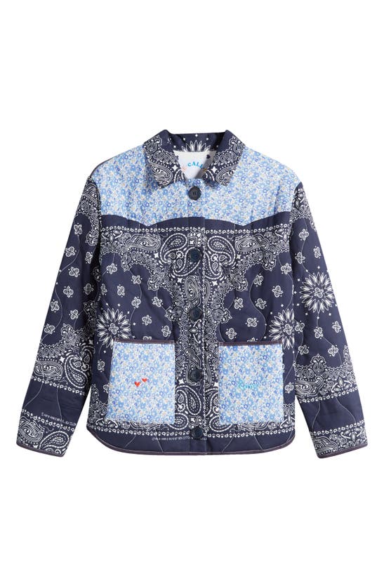 Shop Call It By Your Name X Liberty London Mixed Print Quilted Jacket In Navy