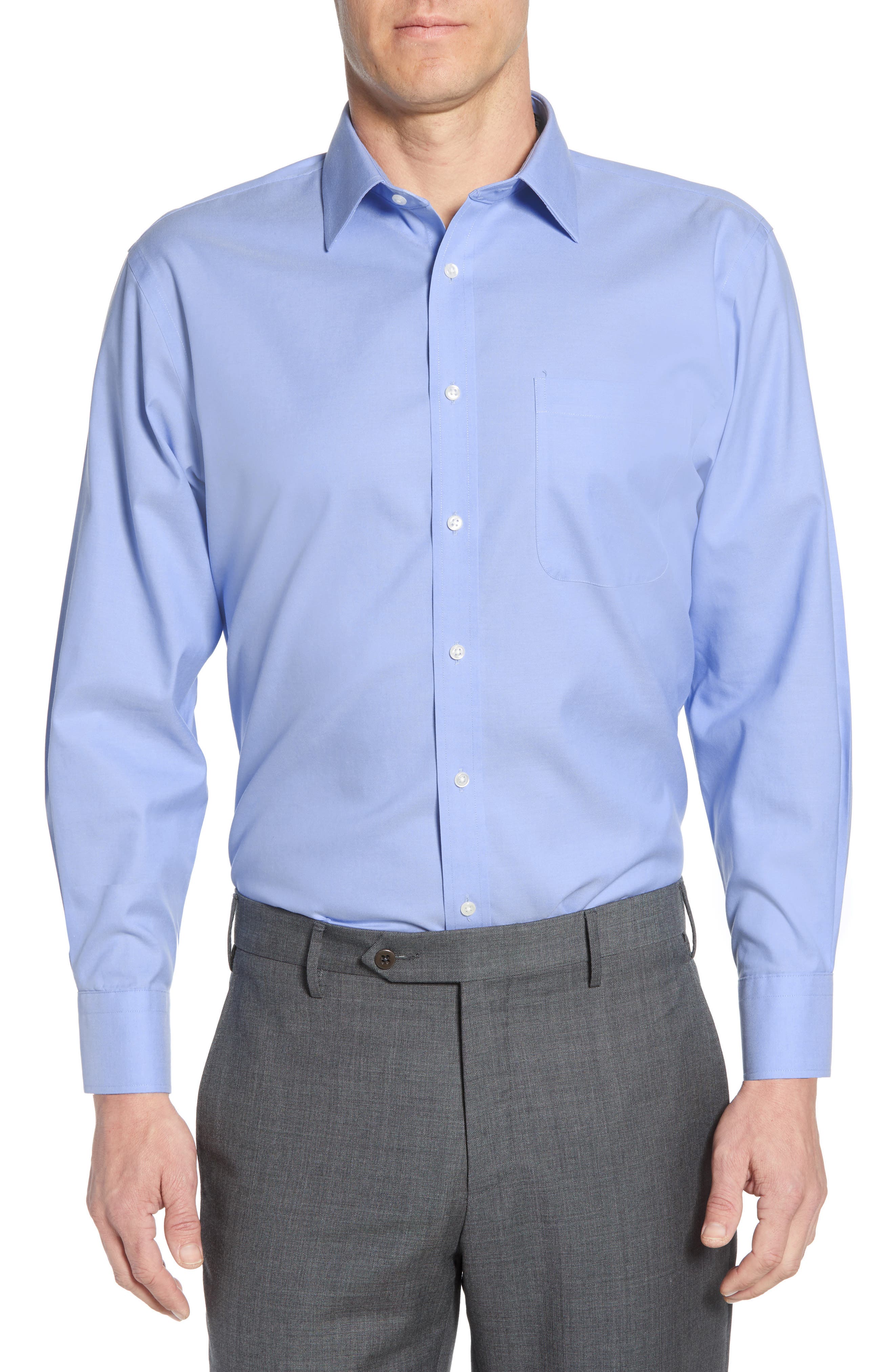 Amazon Moda Uomo Abbigliamento Top e t-shirt T-shirt Polo 15" Neck 31" Sleeve Tailored-Fit Stretch Poplin Non-Iron Dress Shirt Shirts Light Blue/White Collar 