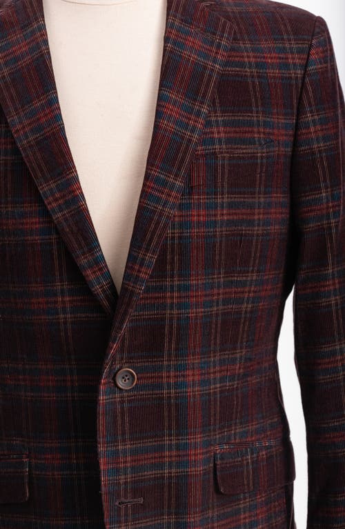 Savile Row Co Brown Plaid Corduroy Sport Coat In Brown