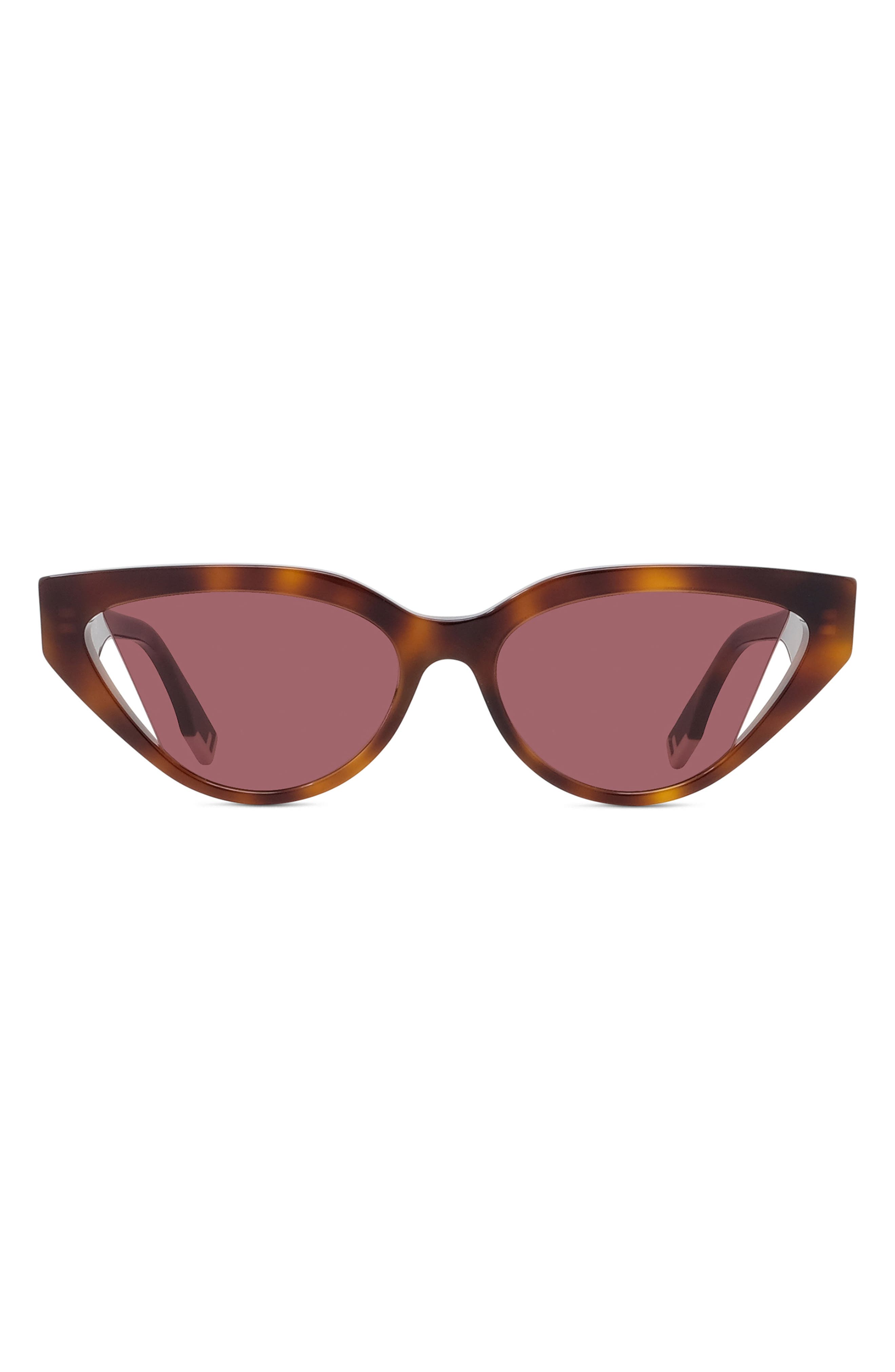 Fendi 52mm Cutout Cat Eye Sunglasses in Blonde Havana /Bordeaux at Nordstrom