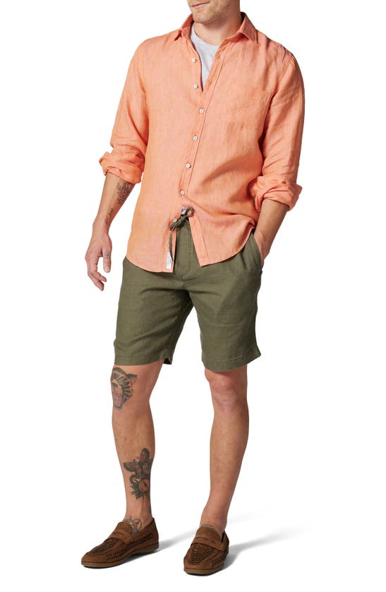 Shop Rodd & Gunn Linen Shorts In Olive