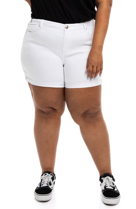 Mid Length Women's Shorts (plus Size) - Medium Wash