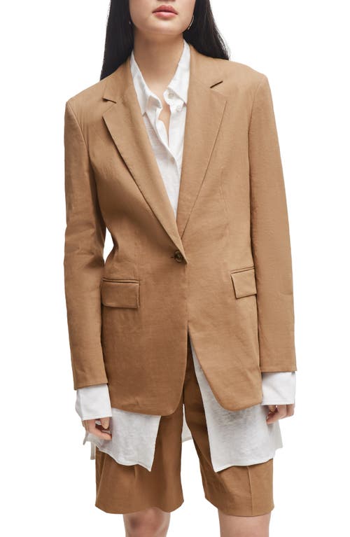 Hugo Boss Boss Jasena Linen Blend Jacket In Brown