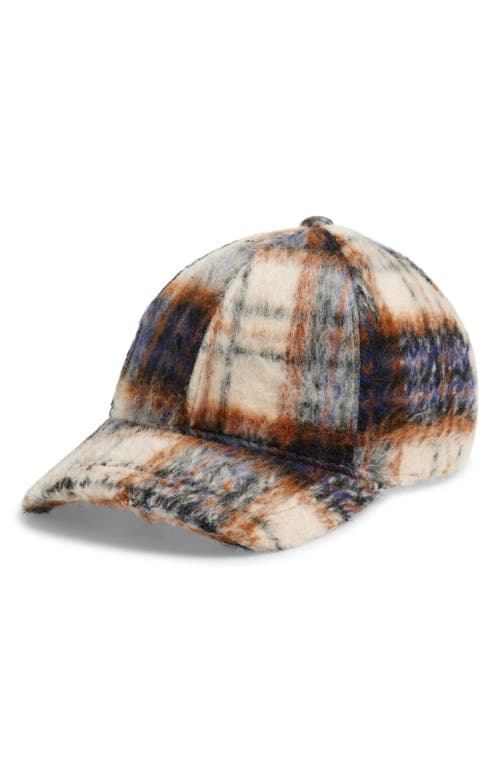 Treasure & Bond Textured Plaid Baseball Cap In Brown