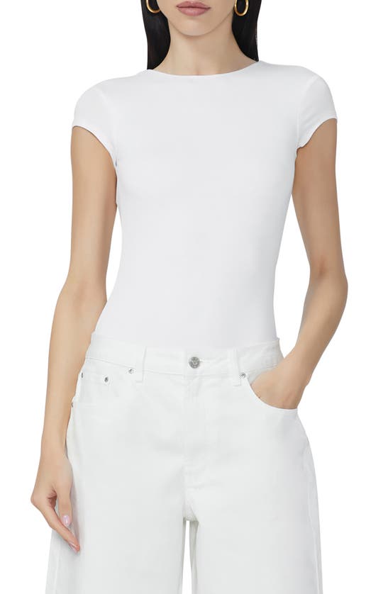 Shop Afrm Gosia Backless Cap Sleeve Bodysuit In Bright White