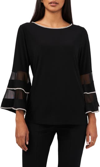 CeCe Sequin Cold Shoulder Top