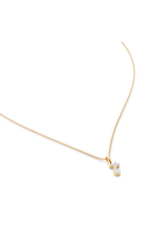 Shop Monica Vinader Diamond Alphabet Pendant Necklace In 18ct Gold Vermeil Sterling T