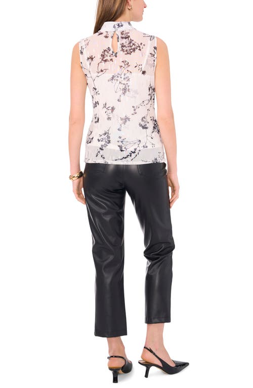 Shop Vince Camuto Floral Metallic Foil Sleeveless Top In Arctic Wolf