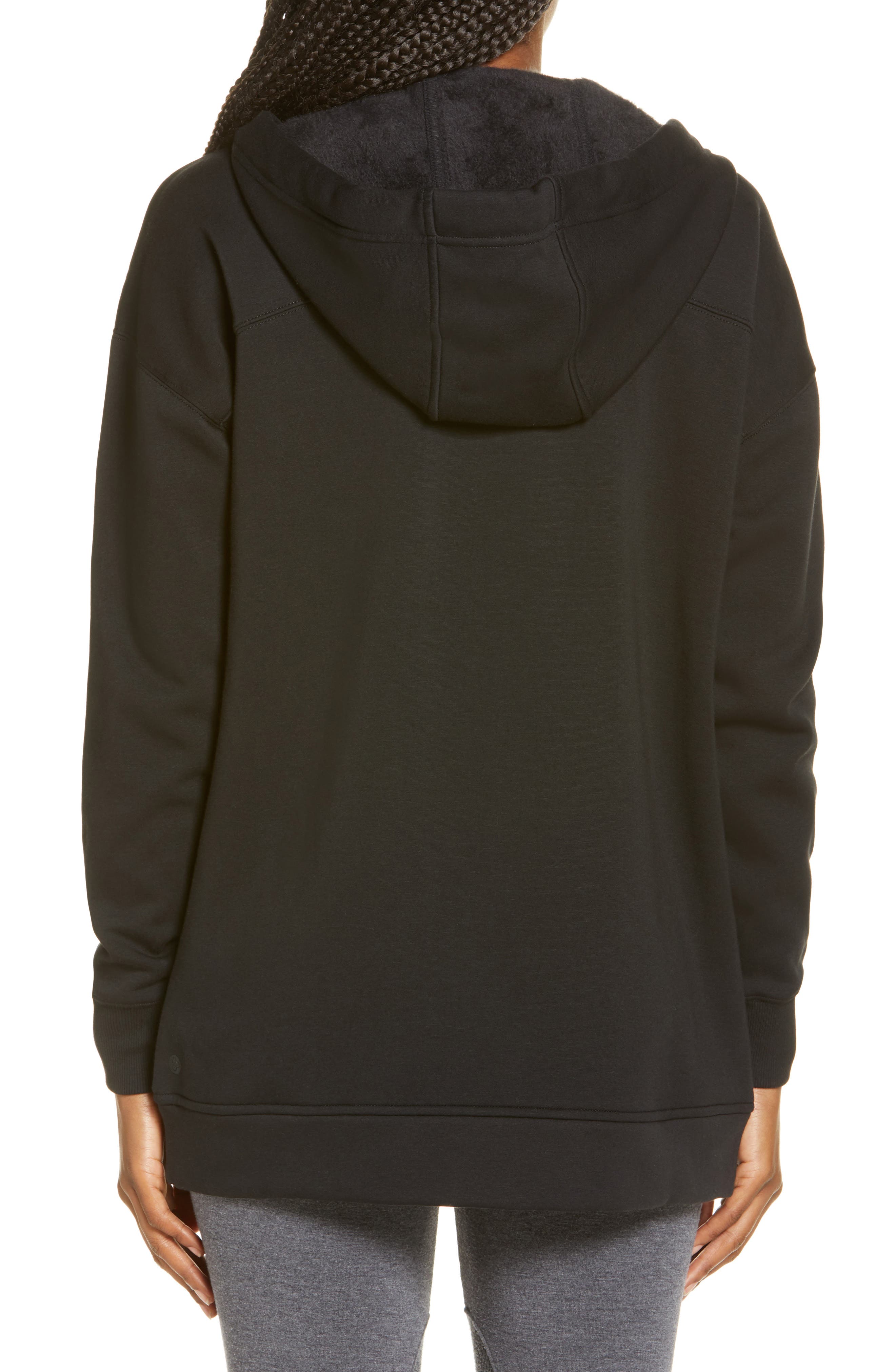 long hooded zip sweatshirt