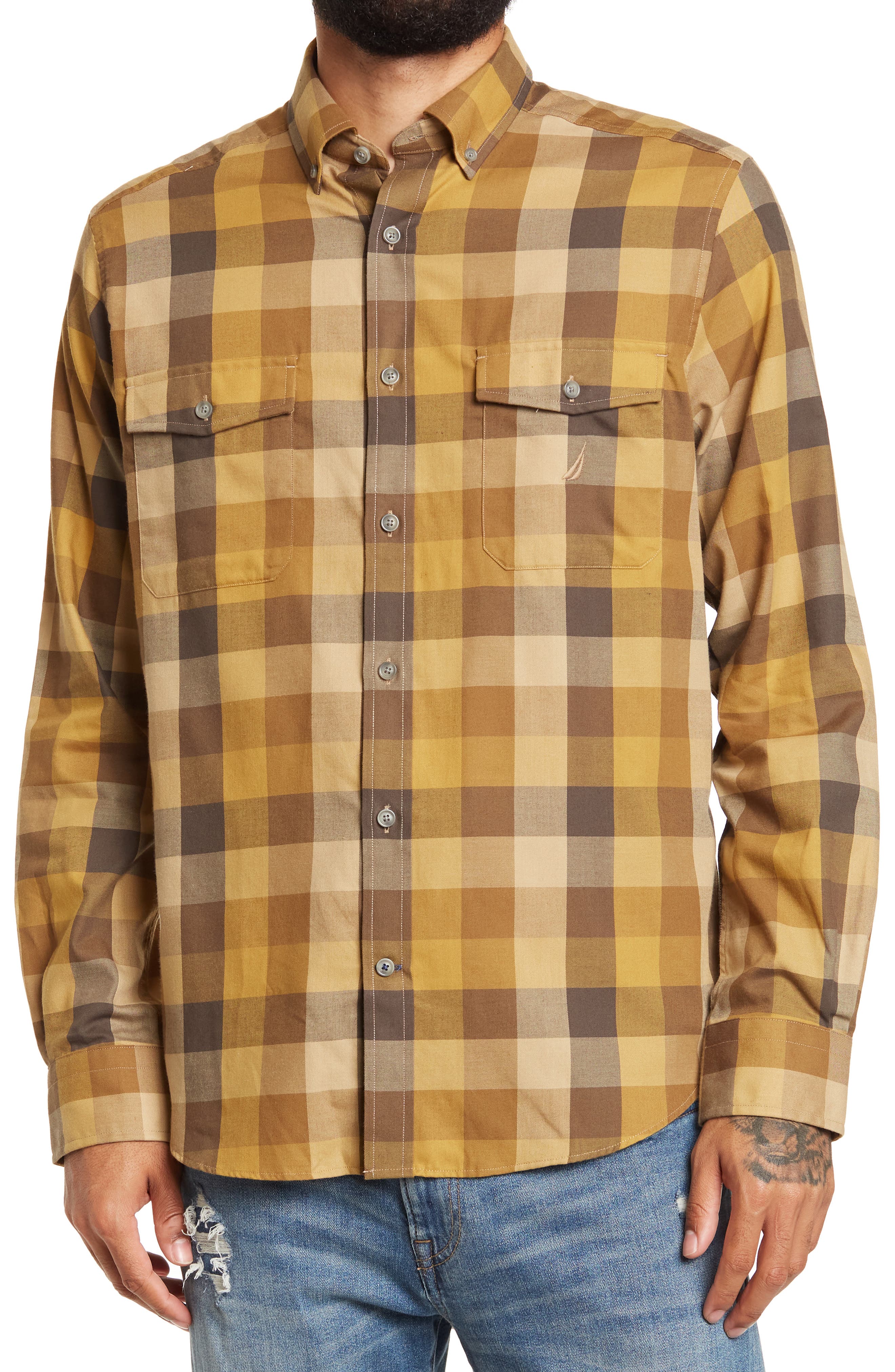 brown nautica shirt