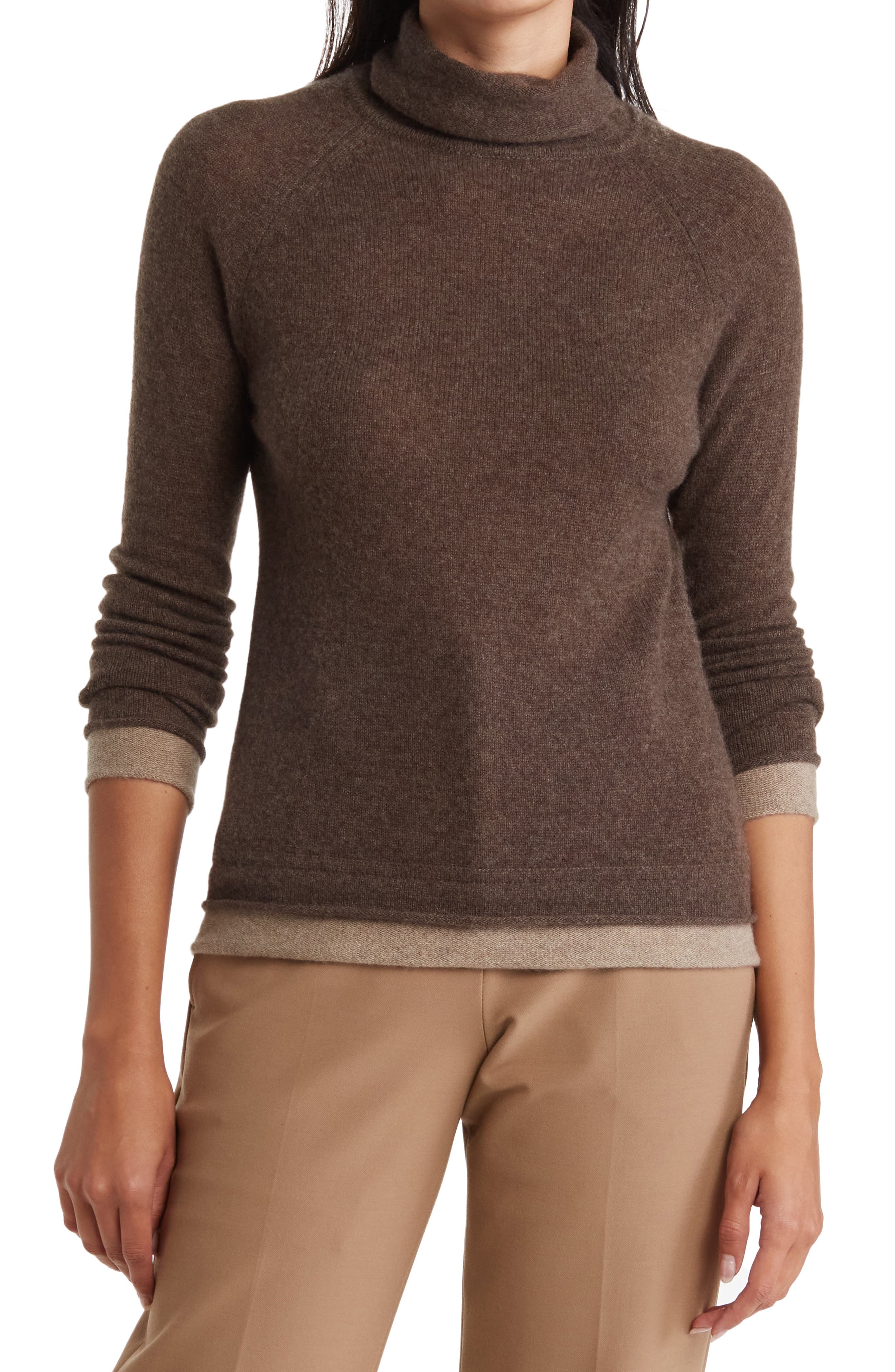 Women's Brown Turtleneck, Mock Neck 