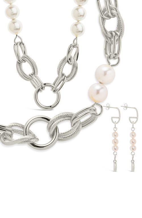 Sterling Forever Ivanna Mother Of Pearl Chain Matching Set In Silver