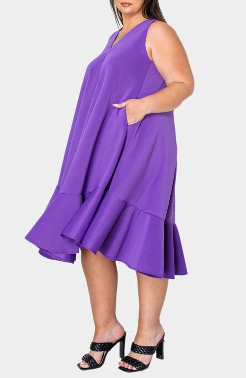 Shop L I V D Simone Pocket Stretch Sleeveless A-line Dress In Purple