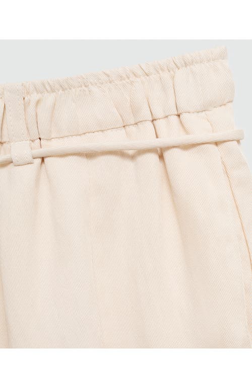 Shop Mango Pull-on Relaxed Straight Leg Pants In Ecru