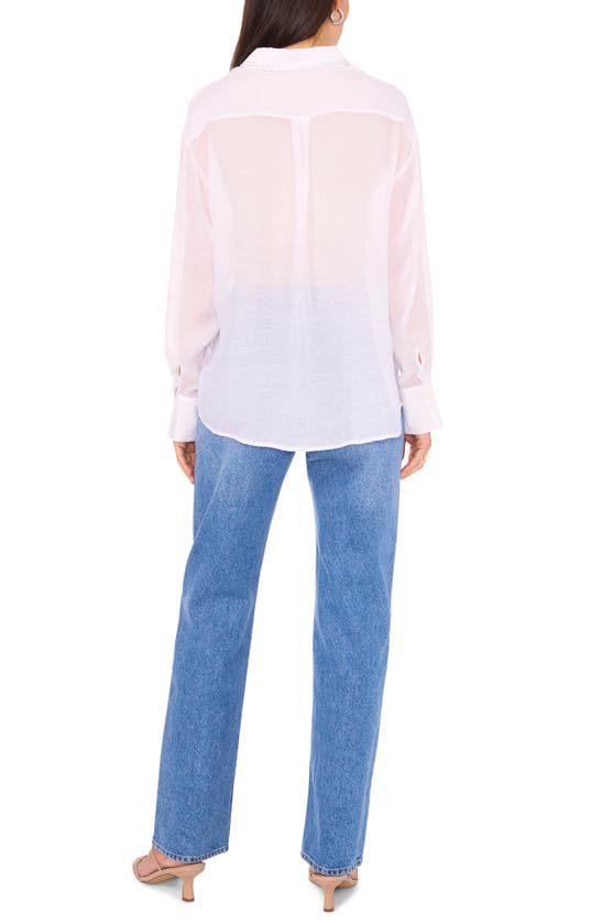 Shop Vince Camuto Rhinestone Collar Button-up Shirt In Ultra White