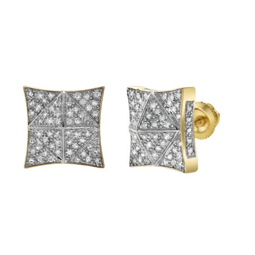 Shop Luvmyjewelry Illusionz 10k Yellow Gold Diamond Stud Earrings