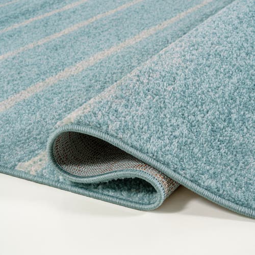 Jonathan Y Williamsburg Minimalist Stripe Area Rug In Turquoise/cream