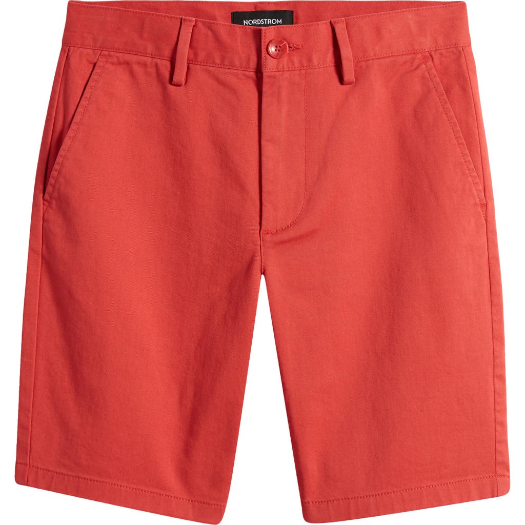 Nordstrom Kids' Slim Straight Leg Chino Shorts In Red