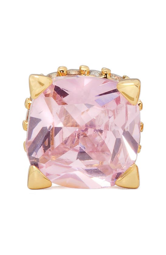Shop Kate Spade Cushion Cubic Zirconia Stud Earrings In Pink/ Gold