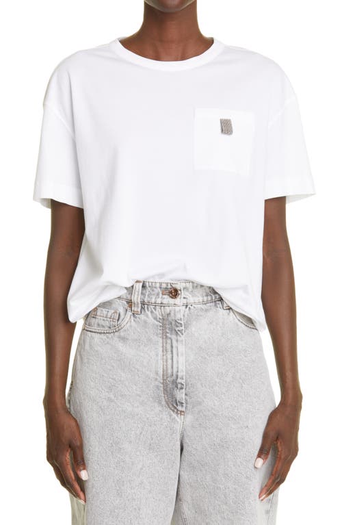 Brunello Cucinelli Pocket Cotton Jersey T-Shirt in C159 White