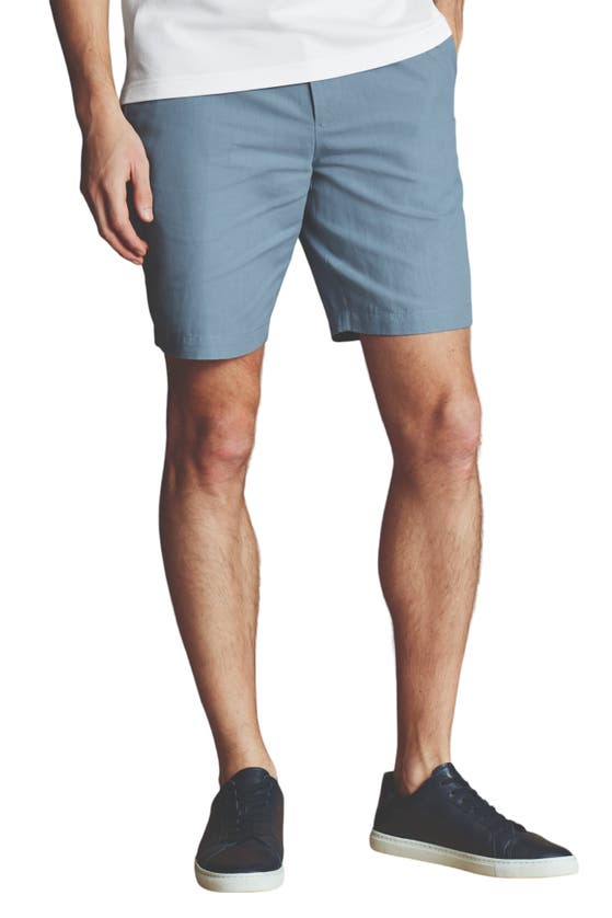 Shop Charles Tyrwhitt Cotton Linen Shorts In Mid Blue