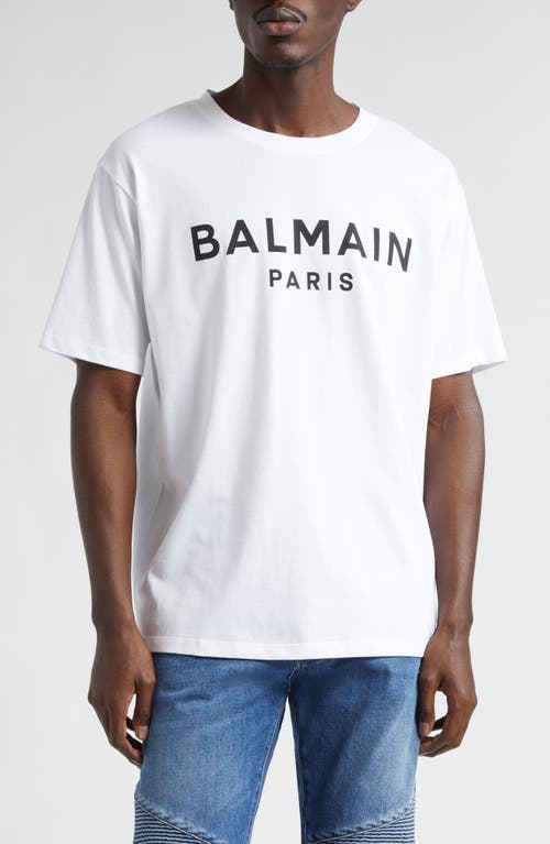 Shop Balmain Organic Cotton Logo Graphic T-shirt In Gab White/black