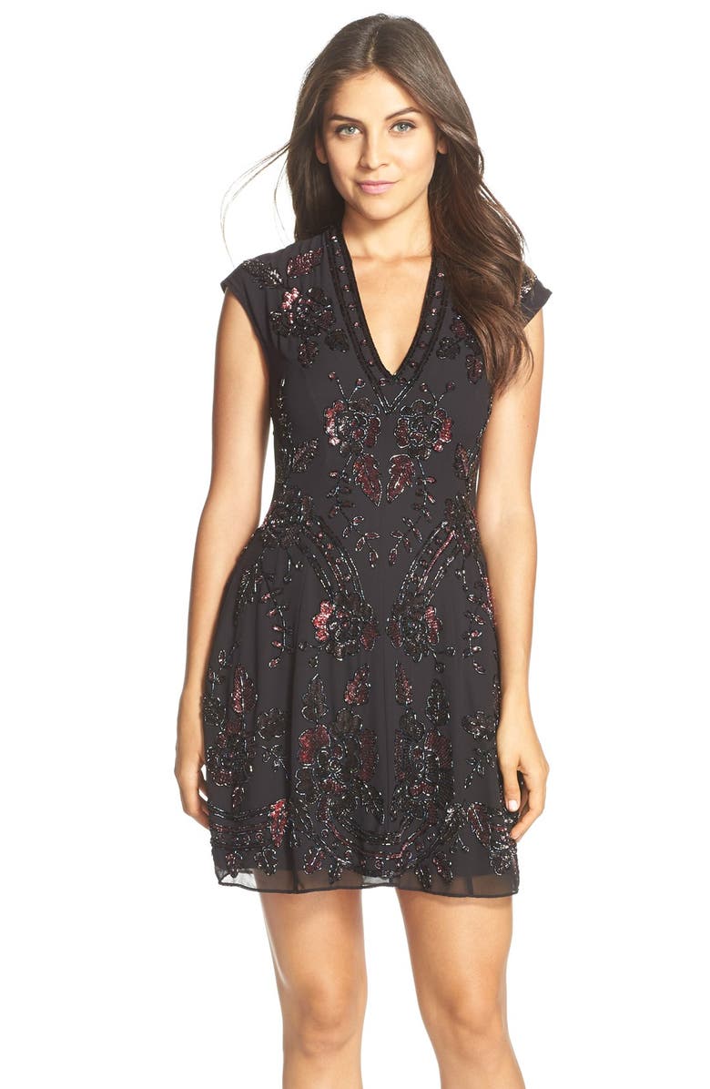 Needle & Thread Beaded Georgette Fit & Flare Dress | Nordstrom