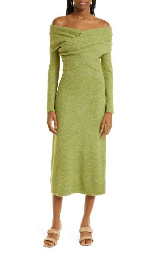 Cult Gaia Zennie Long Sleeve Midi Sweater Dress In Pine