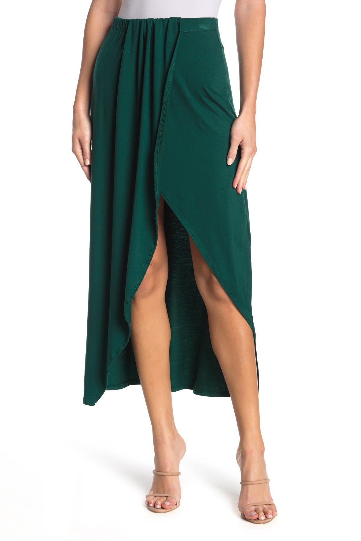 Go Couture Cross Over Slit Maxi Skirt In Sycamore