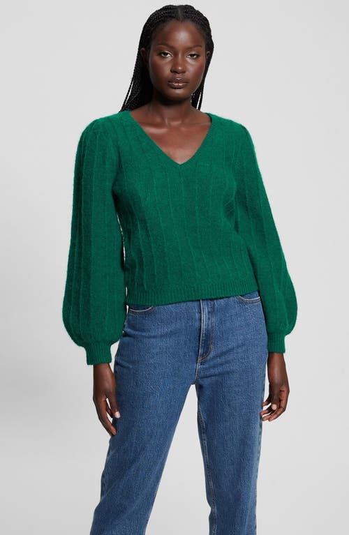 Shop Guess Madeline Pointelle Detail Sweater In Adventurous Green