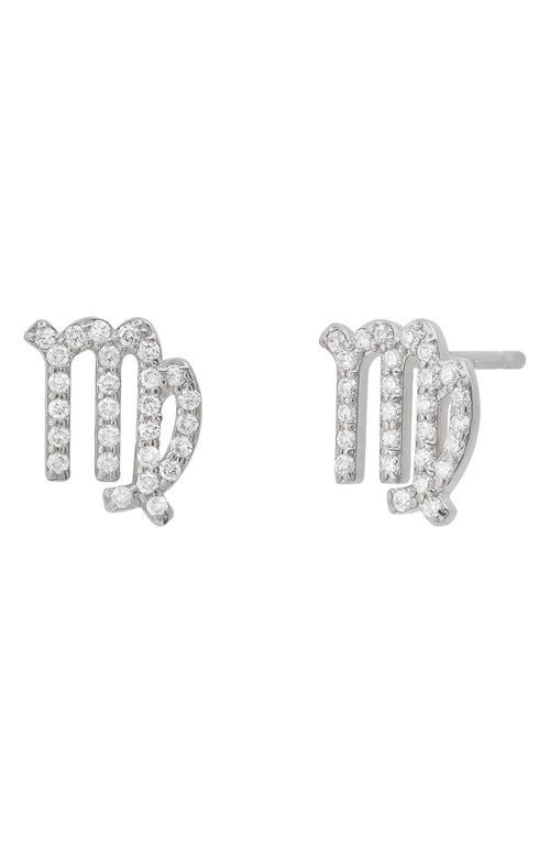BYCHARI Zodiac Diamond Stud Earrings in 14K White Gold - Virgo