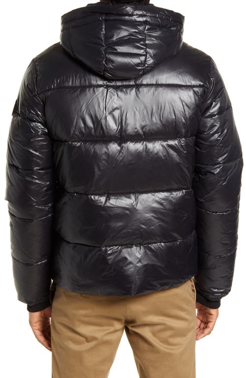 Noize Hank Luxe Shine Puffer Coat In Black