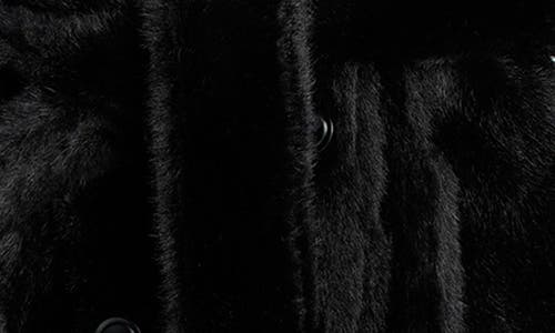 Bardot Faux Fur Double Breasted Trench Coat In Black