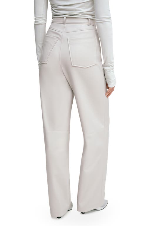 Marcella Julien High Waist Faux Leather Wide Leg Pants In Bone