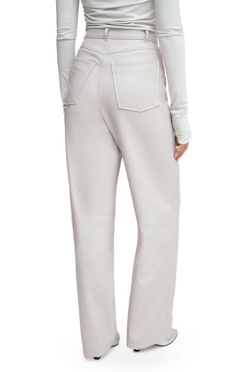 Shop Marcella Julien High Waist Faux Leather Wide Leg Pants In Bone