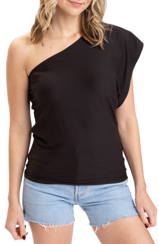 Shop Threads 4 Thought Shivani Luxe Jersey One-shoulder Top In Black