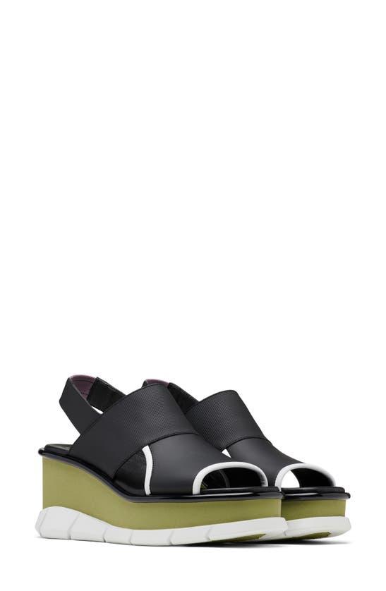 Sorel Joanie Iii Slingback Wedge Sandal In Black/ Olive Shade