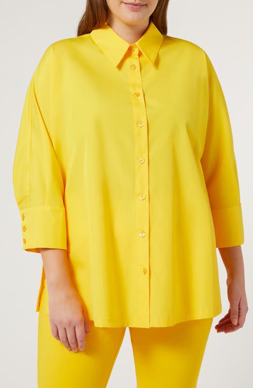 Shop Marina Rinaldi Arizona Cotton Button-up Shirt In Bright Yellow