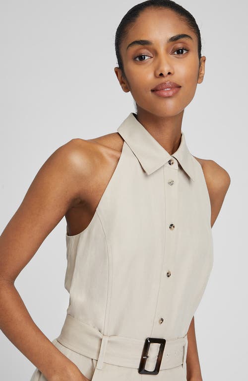 Club Monaco Belted Sleeveless Jumpsuit In 230 - Tan/tan