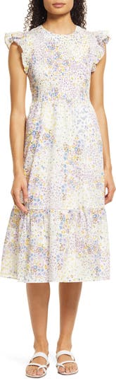 1.STATE Smocked Bodice Cotton Midi Dress | Nordstrom