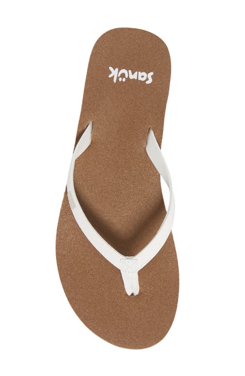 Shop Sanuk 'yoga Joy' Flip Flop In White/tan