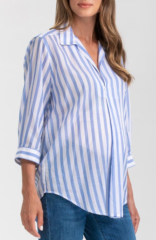 Shop Pietro Brunelli Panarea Stripe Popover Maternity Shirt In Navy